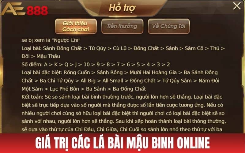 Giá trị các lá bài mậu binh online tính bằng điểm trên lá bài Giá trị các lá bài mậu binh online tính bằng điểm trên lá bài